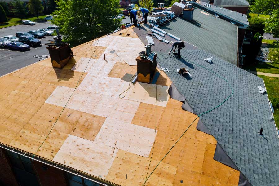 travaux de toiture vue de haut